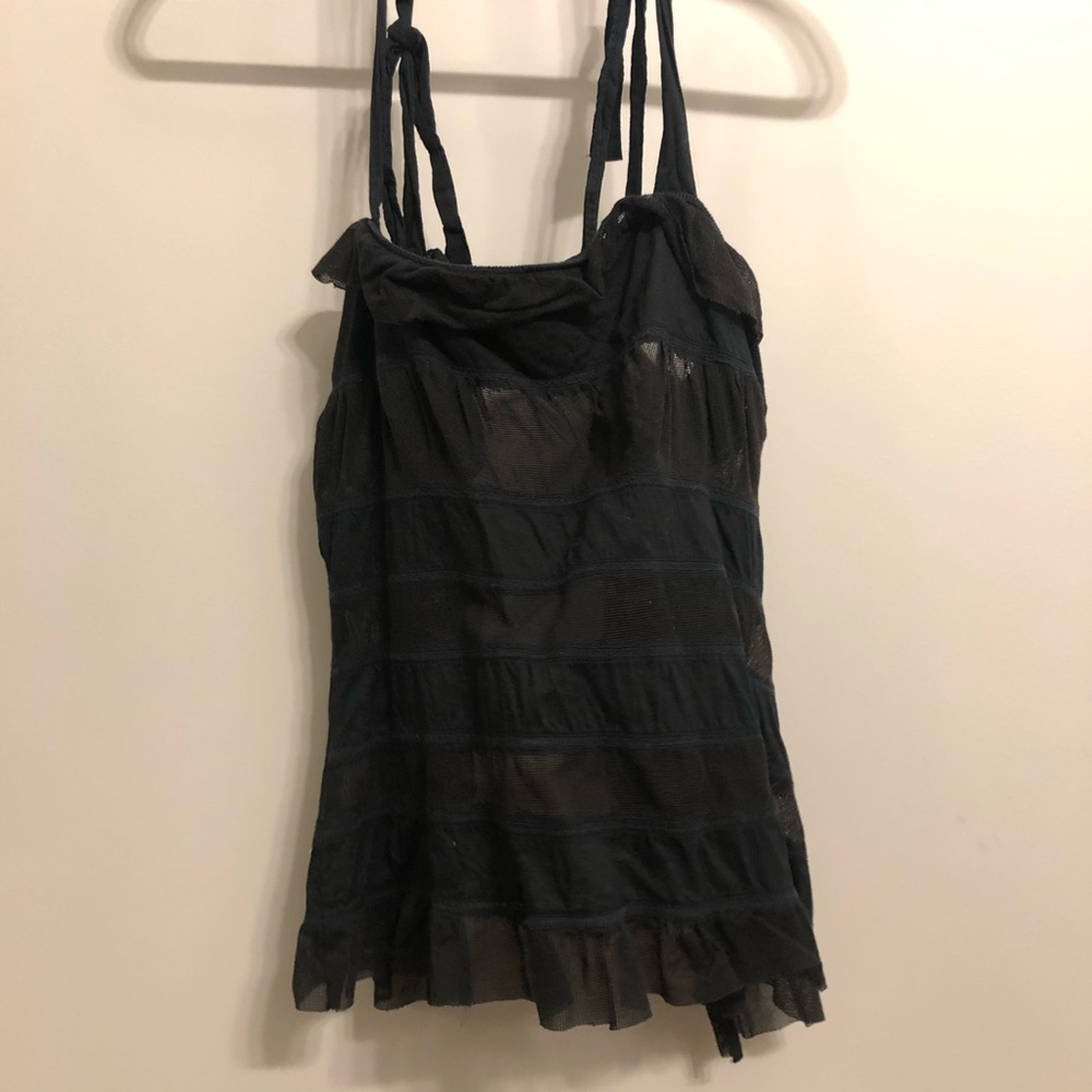 All Saints Black Ruffle Tank